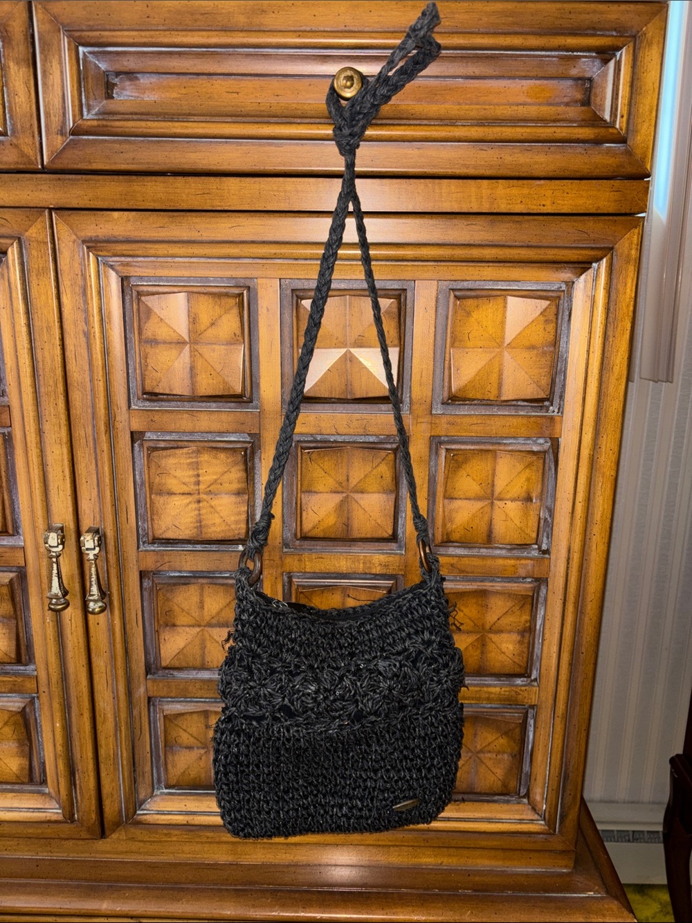 Cappelli Straworld Black Woven Shoulder Bag